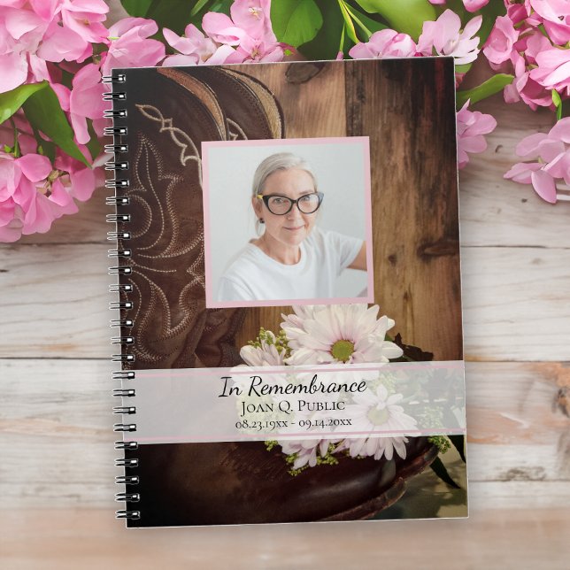 Pink Daisies and Boots Funeral Memorial Guest Book (Creator Uploaded)