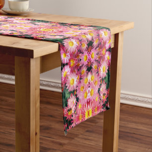 Pink Daisies And Bumble Bee Abstract        Short Table Runner