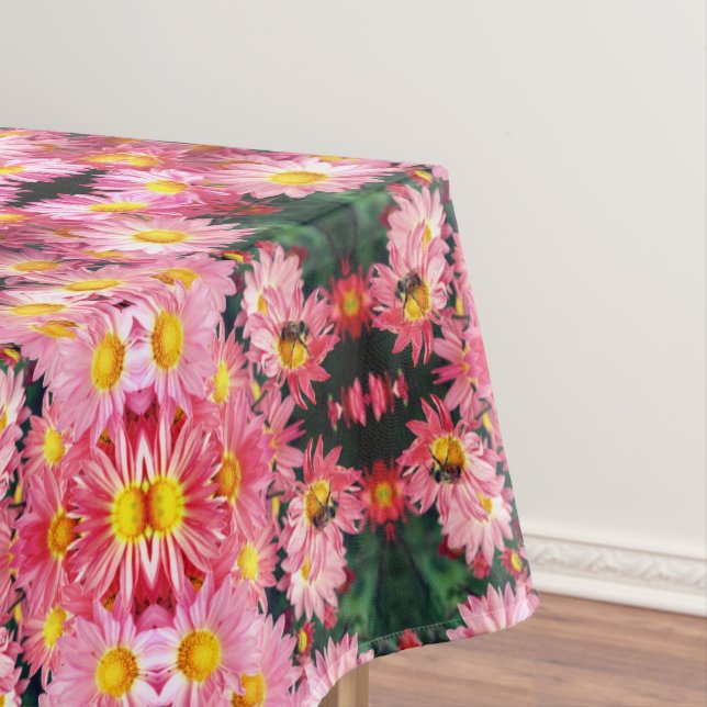 Pink Daisies And Bumble Bee Abstract        Tablecloth (In Situ)