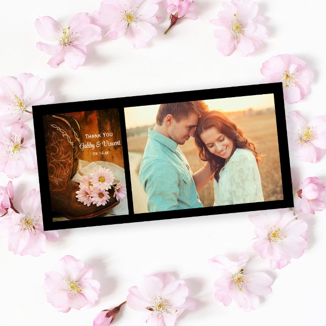Pink Daisies and Cowboy Boots Wedding Thank You (Creator Uploaded)