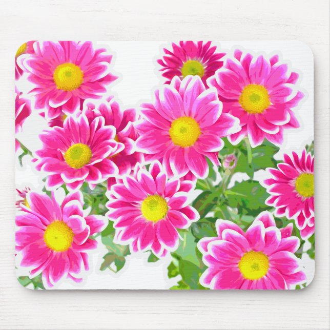 Pink Daisies / Asters Bouquet + your ideas Mouse Pad (Front)