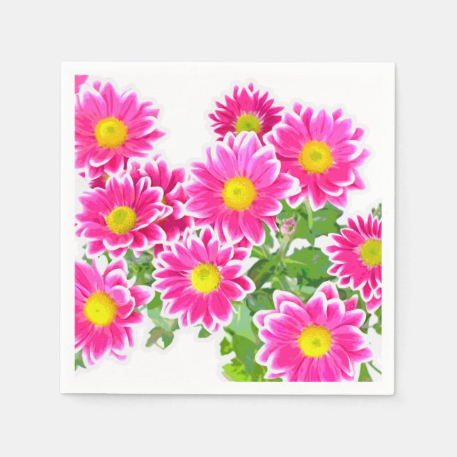 Pink Daisies / Asters Bouquet + your ideas Napkin (Front)