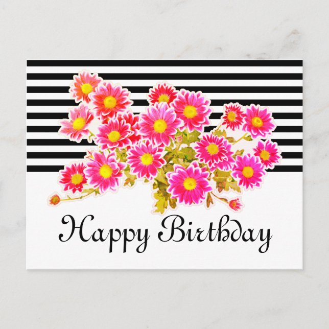 Pink Daisies / Asters Bouquet + your ideas Postcard (Front)