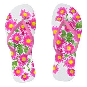 Pink Daisies / Asters Bouquet + your ideas Thongs