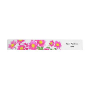 Pink Daisies / Asters Bouquet + your ideas Wraparound Address Label