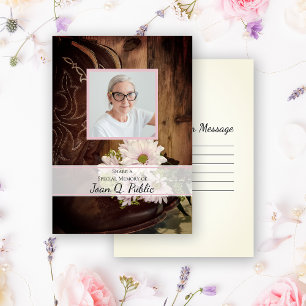 Pink Daisies & Boots Share Memory Funeral Memorial Card