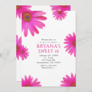 Pink Daisies Floral Daisy Spring Party Invitations