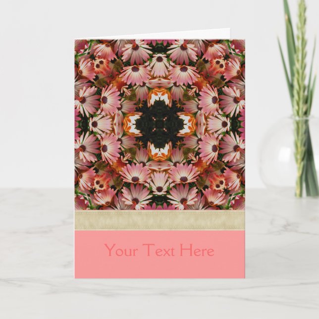 Pink Daisies Flower Kaleidoscope Photo Card (Front)