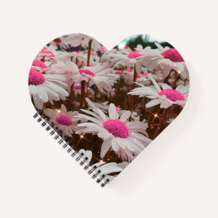 Pink Daisies Heart-Shaped Notebook