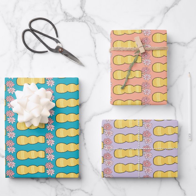 Pink Daisies in a Vase Wrapping Paper Flat Sheets (Front)