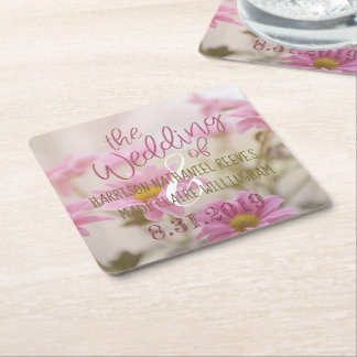 Pink Daisies Paper Coaster Set Romantic Flowers
