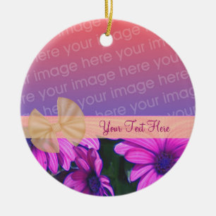 Pink Daisies Ribbon Your Photo Ornament