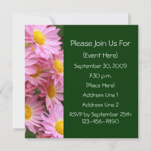Pink Daisies Square Floral Invitation