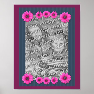 Pink Daisies Stripes Frame Create Your Own Photo  Poster
