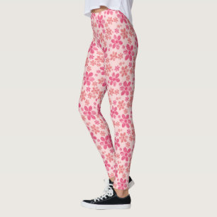 Pink Daisies w/Light Pink Background Leggings