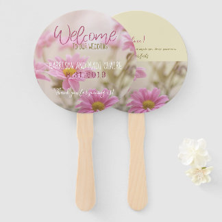 Pink Daisies Wedding Fans Romantic Flowers
