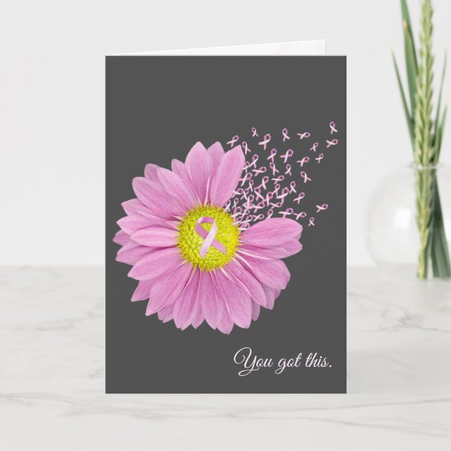 Pink Daisy and Ribbon Thinking of You Card (Front)