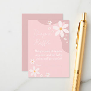 Pink Daisy Baby Shower Diaper Raffle Enclosure Card