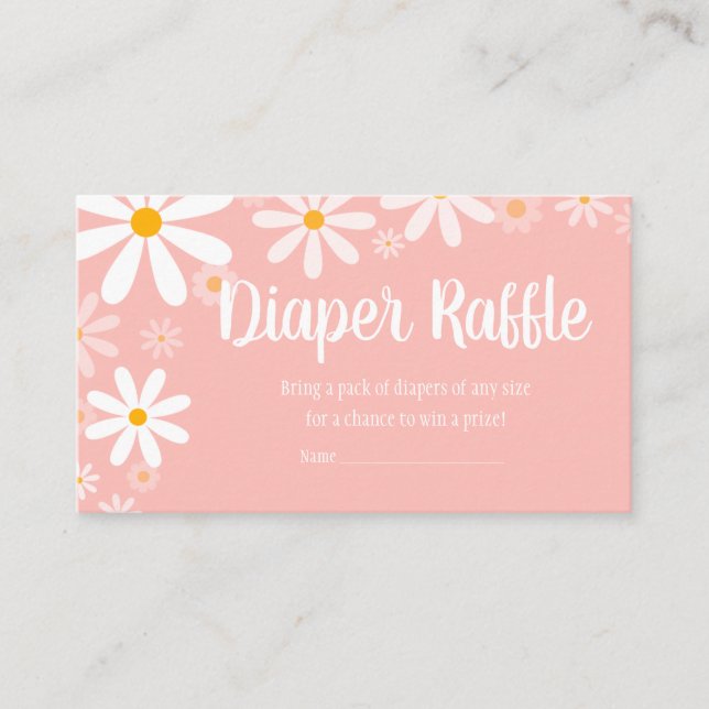 Pink Daisy Baby Shower Diaper Raffle Enclosure Card (Front)