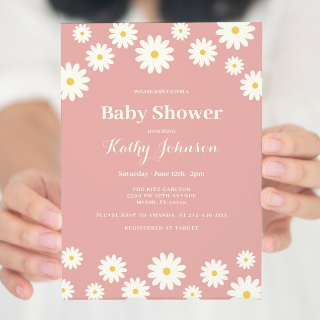Pink Daisy Baby Shower Girl Invitation (Creator Uploaded)