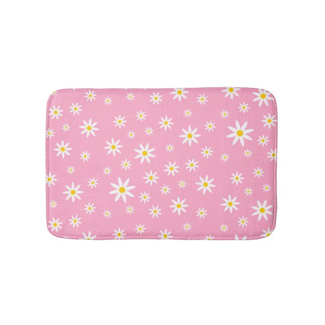 Pink Daisy Bath Mat (Front)