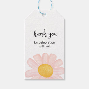 Pink Daisy Birthday Favour Tags, Little Daisy Than Gift Tags