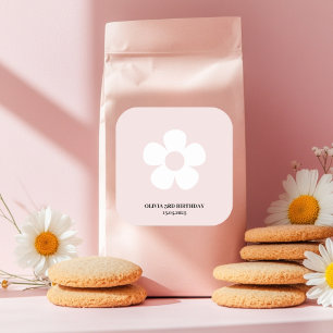 Pink Daisy Birthday   Party Favour Label