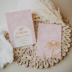 Pink Daisy Birthday Party Invitation