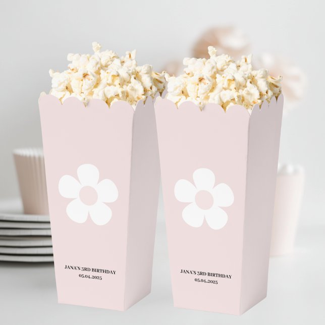 Pink Daisy Birthday Popcorn  Favour Box (Creator Uploaded)