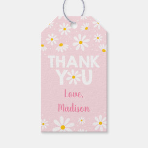 Pink Daisy Birthday Thank You Gift Tags