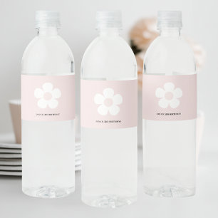 Pink Daisy Birthday  Water Bottle Label