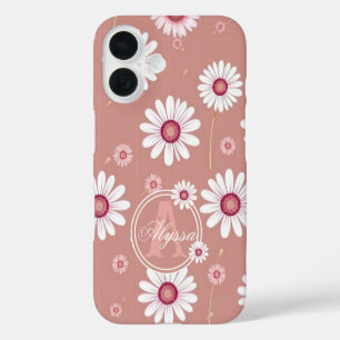 Pink Daisy Blooms: Minimalist Floral Pattern iPhone 16 Case
