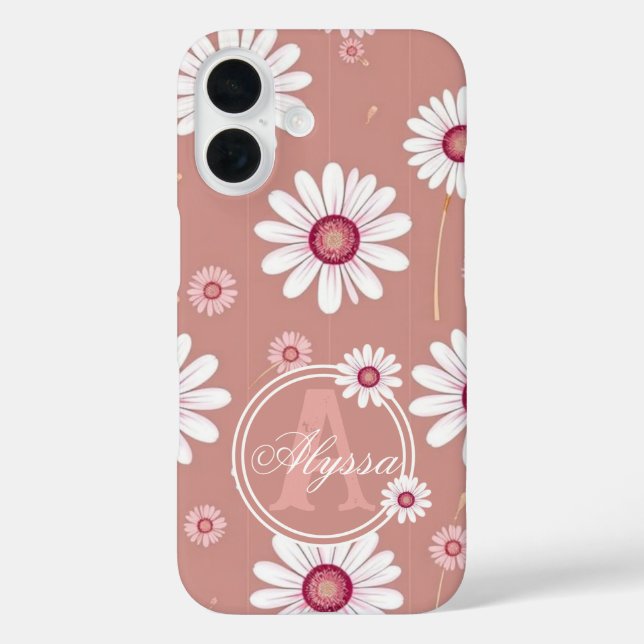 Pink Daisy Blooms: Minimalist Floral Pattern Case-Mate iPhone Case (Back)