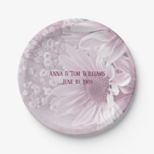 pink daisy bouquet for anniversary party paper plate