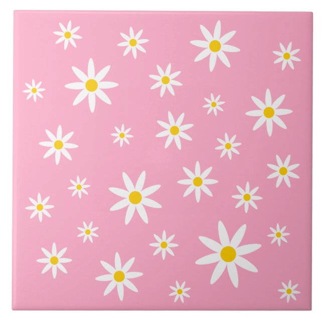 Pink Daisy Ceramic Tile (Front)