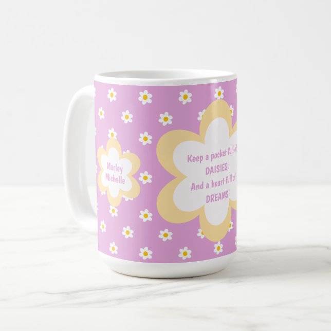 Pink Daisy-chain 15 oz Classic Coffee Mug (Front Left)
