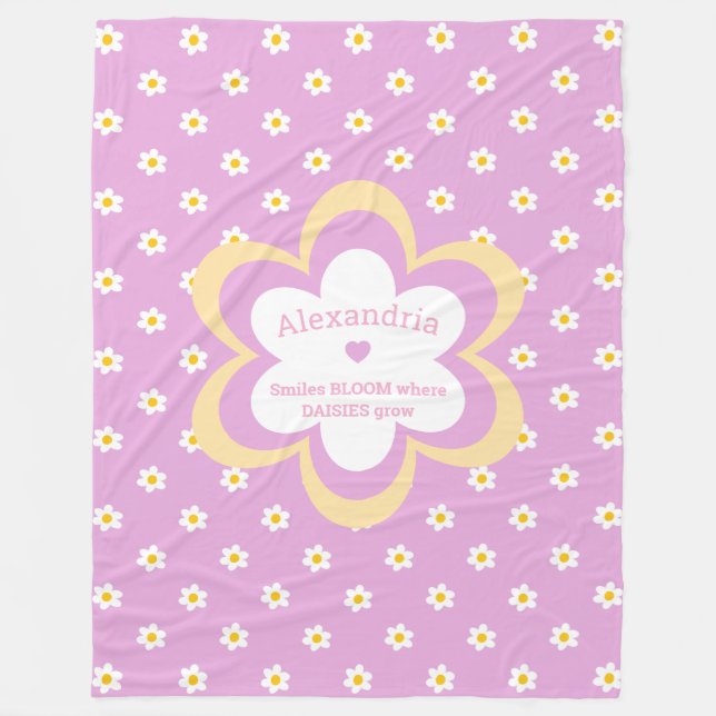 Pink Daisy-Chain 60 x 80 Fleece Blanket (Front)