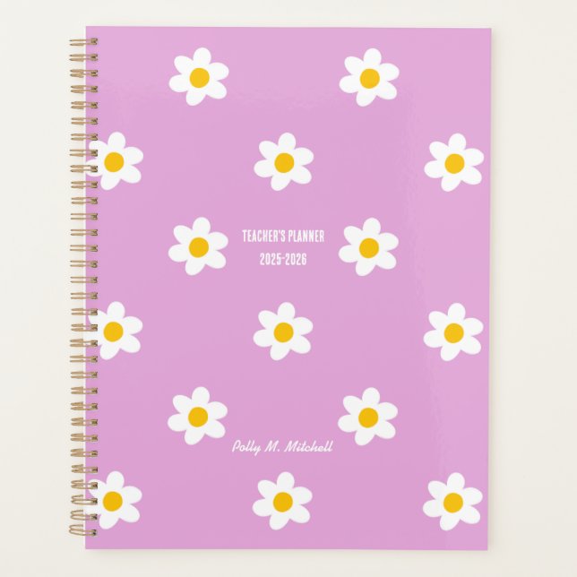 Pink Daisy-Chain Teacher's Planner (Front)