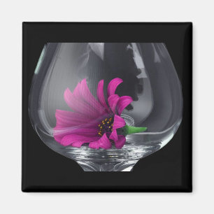 Pink Daisy Closeup In A Wine Glass Magnet