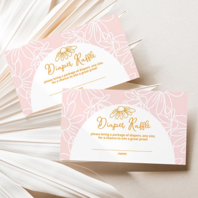 Pink Daisy Diaper Raffle Enclosure Card (Creator Uploaded)