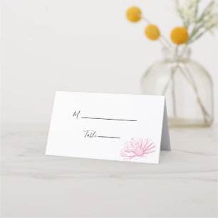 Pink Daisy Effect Floral Wedding Place Card