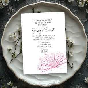 Pink Daisy Effect Floral Wedding Rehearsal Dinner Invitation