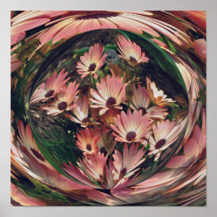 Pink Daisy Energies Floral Abstract Art Poster
