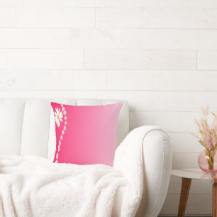 Pink Daisy Floral Gradient Aesthetic Design Cushion