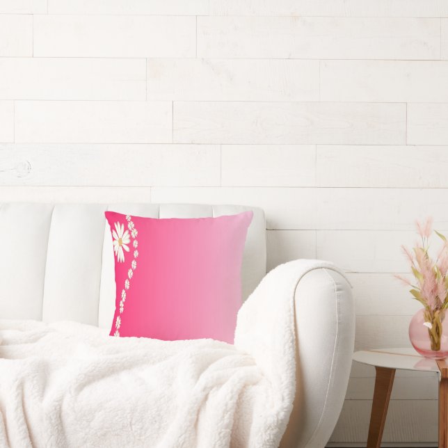 Pink Daisy Floral Gradient Aesthetic Design Cushion (Couch)