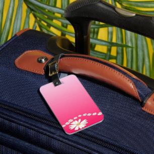 Pink Daisy Floral Gradient Travel Aesthetic Luggage Tag