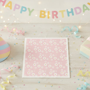 Pink Daisy Floral Party Napkins
