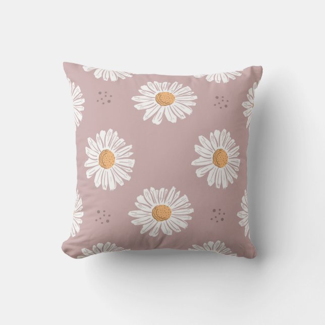 Pink Daisy: Floral Repeat Pattern. Cushion (Front)