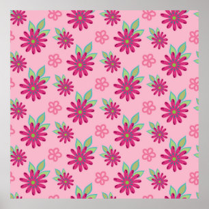 Pink daisy floral seamless patternart, beauty, blo poster