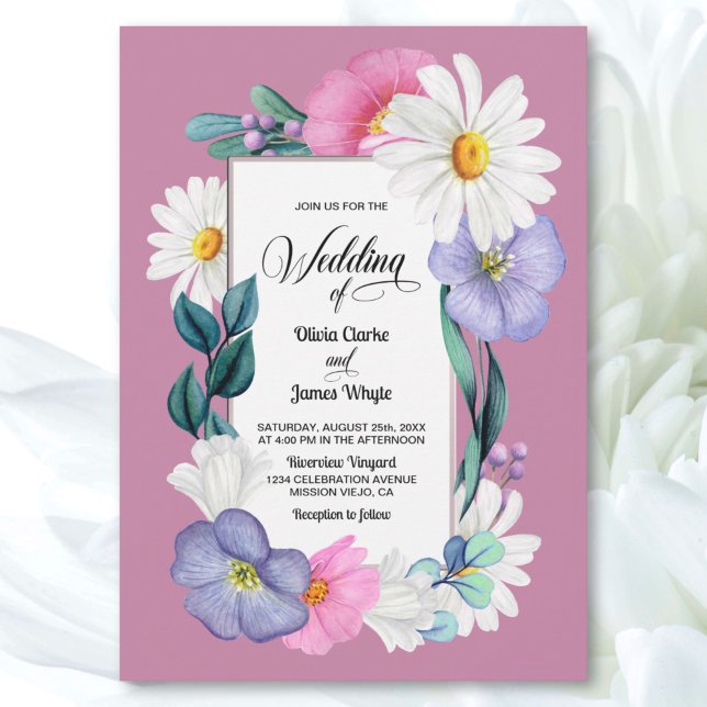 Pink Daisy Floral Wedding Invitation (Creator Uploaded)